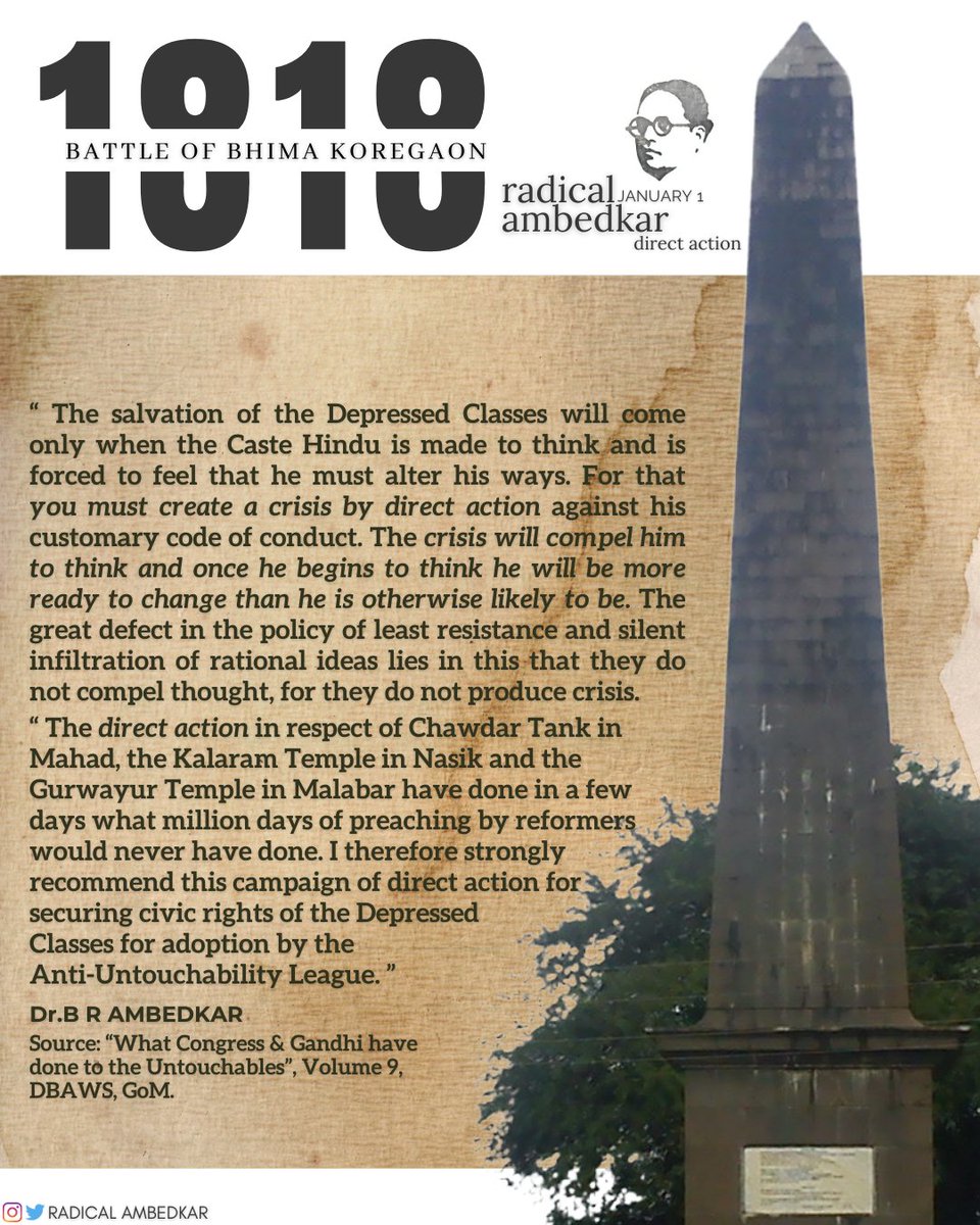 radicalambedkar's tweet photo. #RadicalAmbedkar
#BhimaKoregaon #BhimaKoregaon1818 #BhimaKoregaonViolence #LastBattel #BritishIndia #Maharashtra #VictoryPillar #WaragainstUntouchability #Ambedkar #Phule #Mahars #Dalits #MaharBattalion #Praxis #RadicalPraxis #DirectAction #MahadSatyagraha #NashikSatyagraha https://t.co/1cN8XOe4zw