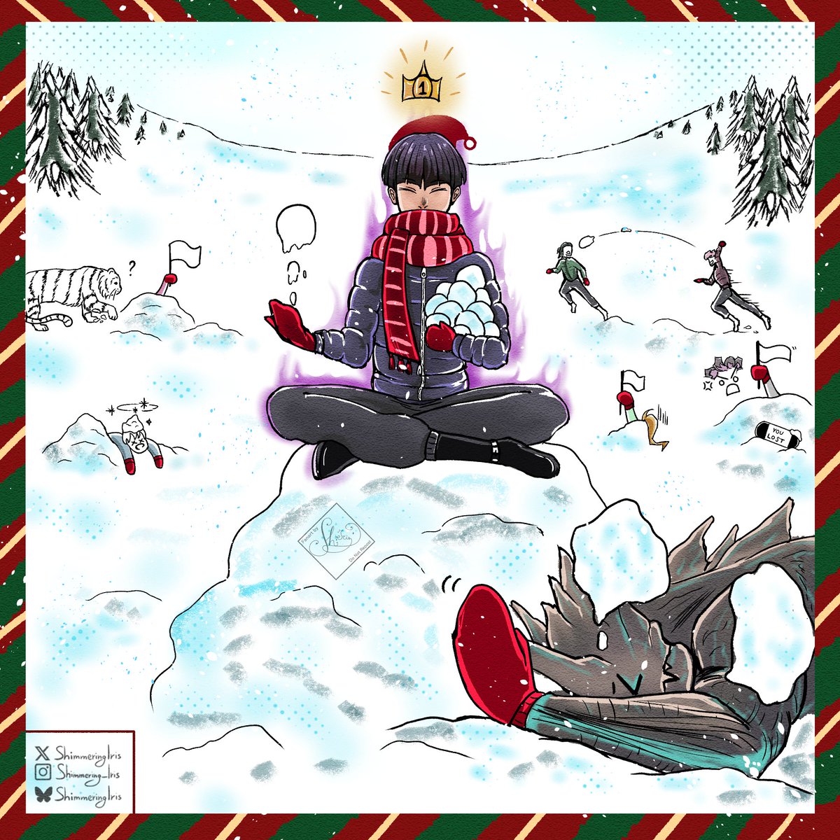 HELLO HELLO :DD let's start this New Year with a Kaiju No.8 cute little drawing!!

Hoshina would most likely win an eventual snowball fight.. he's too agile, fast and experienced fighting smaller kaijus... 
Look forward to the zine!

#KaijuNo8 #HoshinaSoshiro #怪獣8号 #保科宗四郎