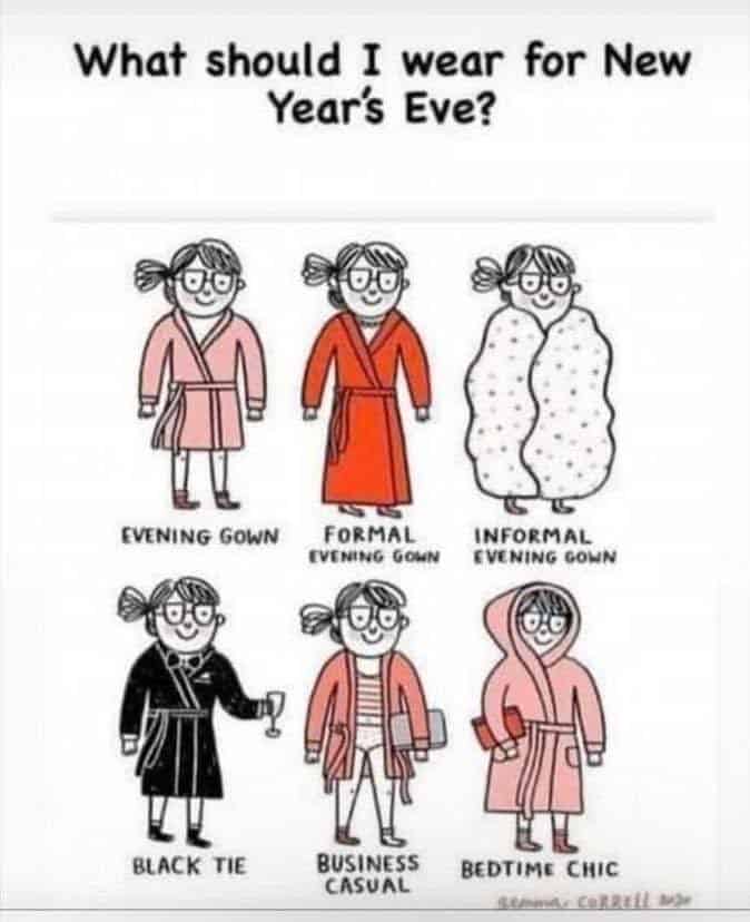 I still can't decide what to wear to my Living room this New Year's Eve...👇 😂