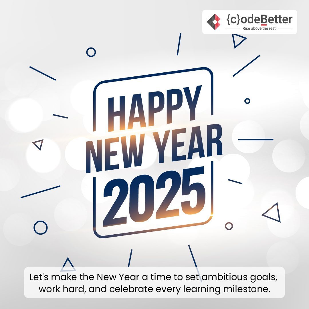 codebetterindia's tweet image. Cheers to new opportunities and success in 2025.
Happy New Year from team Codebetter!
#newyear #happynewyear #celebration #newyearseveparty #newyearresolution #celebration #party #happynewyear2025