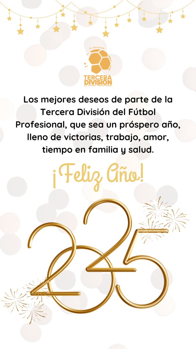 Un nuevo año comienza, la Tercera División del Fútbol Profesional les desea un Feliz Año Nuevo, que esté lleno de éxitos, momentos inolvidables y muchos goles por gritar en la cancha ⚽🍾

¡FELIZ 2025!🎉🎊