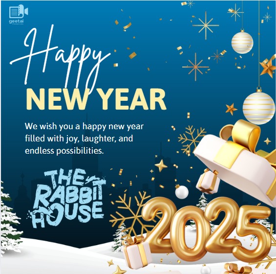 TRH_Raaj's tweet photo. Welcoming 2025 with hope, joy, and endless possibilities! Let’s make this year unforgettable. Here's to new beginnings and cherished moments! 🎆 Wishing you a Happy New Year from The Rabbit House team. 🌟
#InCinemas3rdJan2025 
 #HappyNewYear2025 #TheRabbitHouse https://t.co/VF1FWgkRrQ