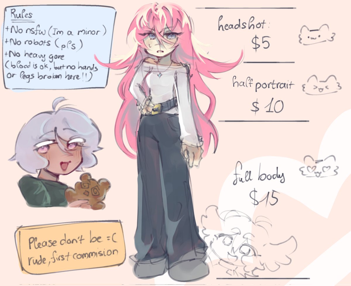 sparklyriverzz's tweet photo. ‼️COMMISSIONS ARE OPEN‼️
For 3 slots!^^
Reminder that you will receive your art in a span of a week or more, because I am still going to school and might be busy!
Thankss🫶🫶
Also quick reminder that I will charge more ( 2-5$ ) if the character is complicated! https://t.co/xhHlUuBRmy