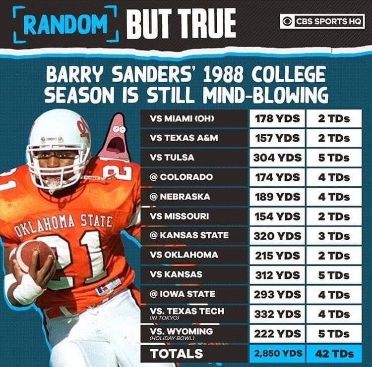 I'm glad Barry Sanders' record survived. I don't think we'll ever see someone break it in the regular season 🏈