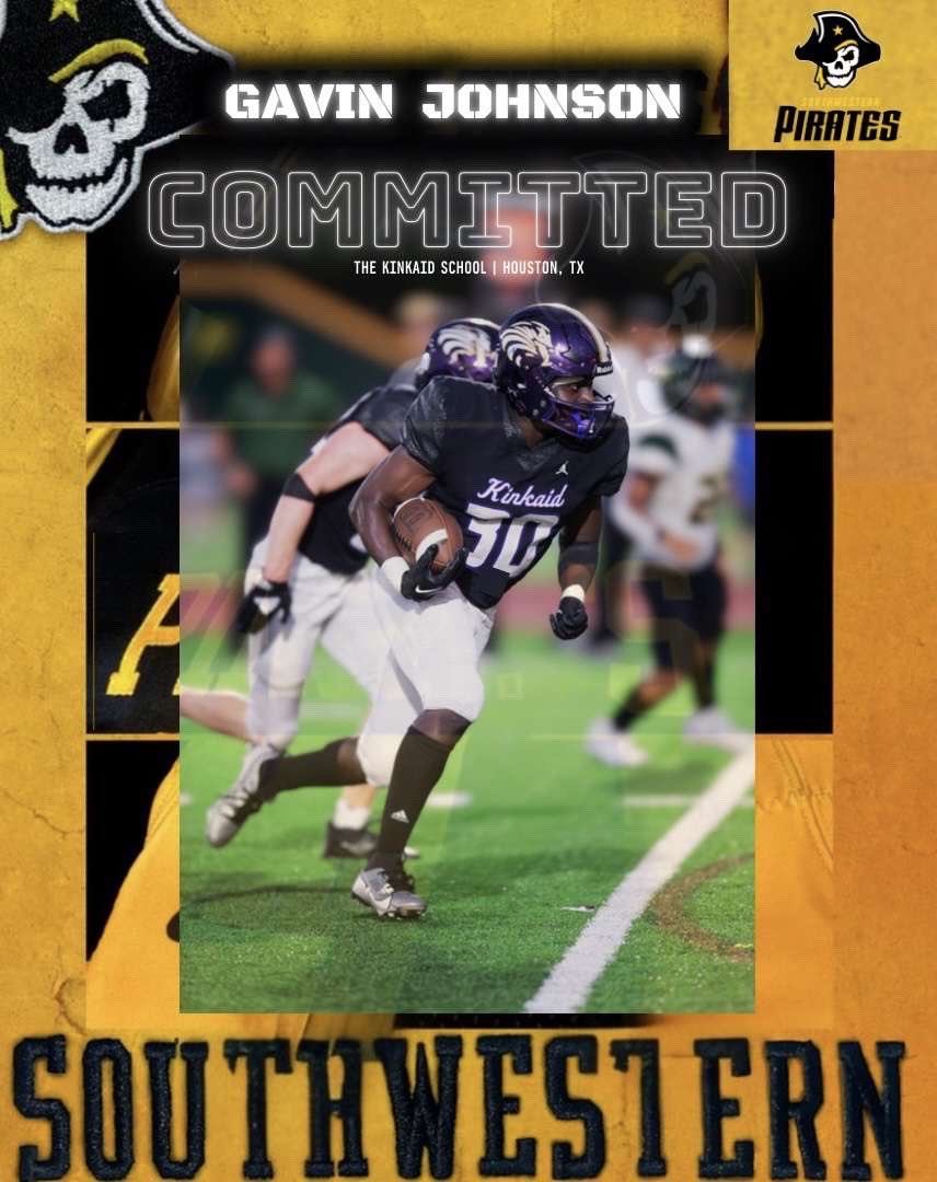 Gavin Johnson (@gavinjo45) on Twitter photo #AGTG So happy to announce my commitment to play for Southwestern University. #GoPirates <a href="/CoachLarned/">Nathan Larned</a> <a href="/CoachPeters7/">Coach Peters</a> <a href="/CoachBishopSU2/">Coach John Bishop</a> <a href="/Dynamic_DPD/">DynamicPD</a> #AGTG So happy to announce my commitment to play for Southwestern University. #GoPirates <a href="/CoachLarned/">Nathan Larned</a> <a href="/CoachPeters7/">Coach Peters</a> <a href="/CoachBishopSU2/">Coach John Bishop</a> <a href="/Dynamic_DPD/">DynamicPD</a>