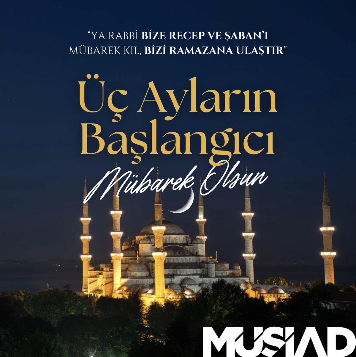 Mübarek üç ayların, ülkemize, İslam âlemine ve tüm insanlığa hayırlar getirmesini Yüce Allah'tan niyaz ederim.

Üç ayların başlangıcı mübarek olsun.