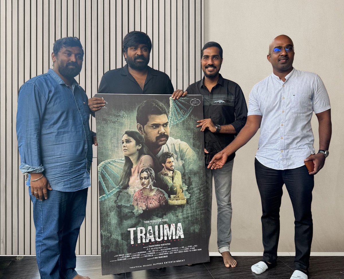 John Elamaran (@jelamaran) on Twitter photo Presenting the First Look Poster releasing by Mr.VJS of our Movie “ #TRAUMA ”
Directed by <a href="/Thambithurai_ma/">Thambithurai Director</a>
<a href="/Rajprathaprs/">R.S.Rajprathap</a>,<a href="/vel_mugan/">mugan vel</a>,<a href="/ajithsri1995/">ajith srinivasan</a>
<a href="/actorvivekpra/">Actor Vivek Prasanna</a> ,<a href="/IamPoornimaRavi/">Poornima Ravi</a>,<a href="/AnanthNag24/">Ananth Nag ™</a>, <a href="/IamChandini_12/">Chandini Tamilarasan</a>,
<a href="/Jelamaran/">John Elamaran</a>,<a href="/Alpha3_elma/">ELMA ENTERTAINMENT PVT. LTD.</a>,<a href="/tniconchennai/">TN iCON</a>,<a href="/Turm_thambi/">TURM Production House</a>,<a href="/onlynikil/">Nikil Murukan</a> Presenting the First Look Poster releasing by Mr.VJS of our Movie “ #TRAUMA ”
Directed by <a href="/Thambithurai_ma/">Thambithurai Director</a>
<a href="/Rajprathaprs/">R.S.Rajprathap</a>,<a href="/vel_mugan/">mugan vel</a>,<a href="/ajithsri1995/">ajith srinivasan</a>
<a href="/actorvivekpra/">Actor Vivek Prasanna</a> ,<a href="/IamPoornimaRavi/">Poornima Ravi</a>,<a href="/AnanthNag24/">Ananth Nag ™</a>, <a href="/IamChandini_12/">Chandini Tamilarasan</a>,
<a href="/Jelamaran/">John Elamaran</a>,<a href="/Alpha3_elma/">ELMA ENTERTAINMENT PVT. LTD.</a>,<a href="/tniconchennai/">TN iCON</a>,<a href="/Turm_thambi/">TURM Production House</a>,<a href="/onlynikil/">Nikil Murukan</a>
