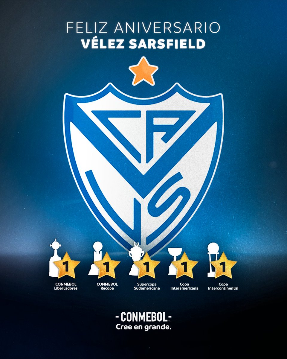 CONMEBOL's tweet photo. ¡Felicidades, @Velez! 🇦🇷✨

#CreeEnGrande https://t.co/LctaM1Nfyt