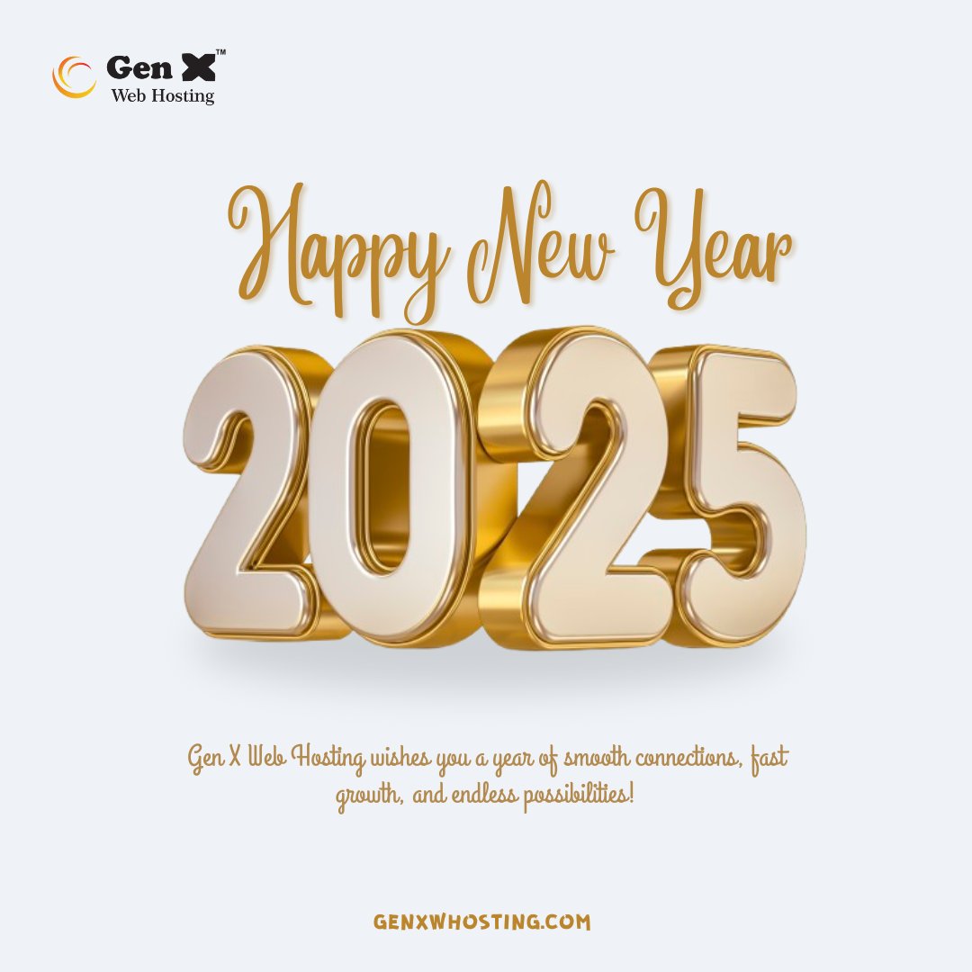 GenXWebHosting's tweet image. Happy 2025 from Gen X Web Hosting! 🎉 Wishing you a year of smooth connections, fast growth, and limitless possibilities. 🚀
 Visit For More 👉 genxwhosting.com

#HappyNewYear #GenXWebHosting #WebHosting #2025