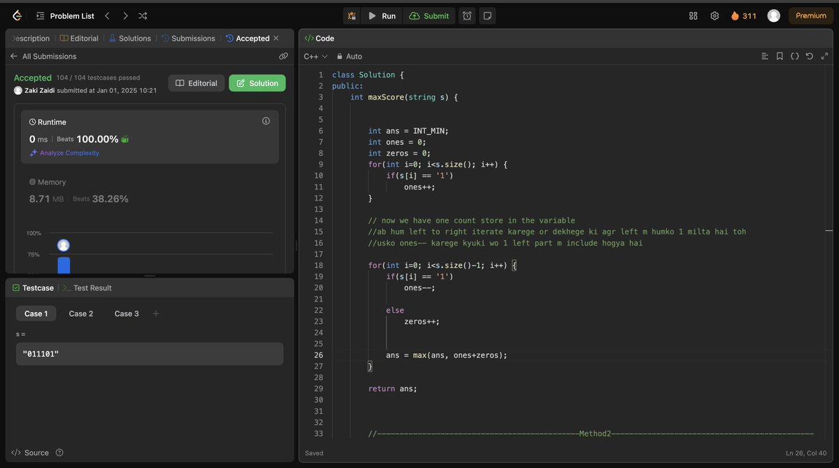 zakizaidi55's tweet image. 🎉 Happy New Year 2025! 🎉
Kicking off the year with my favorite tradition: daily LeetCode POTD! 💻💪
Here’s to a year of new challenges, growth, and endless learning. Let’s make every day count and code our way to success! 
#HappyNewYear #LeetCodePOTD #CodingJourney #Opentowork