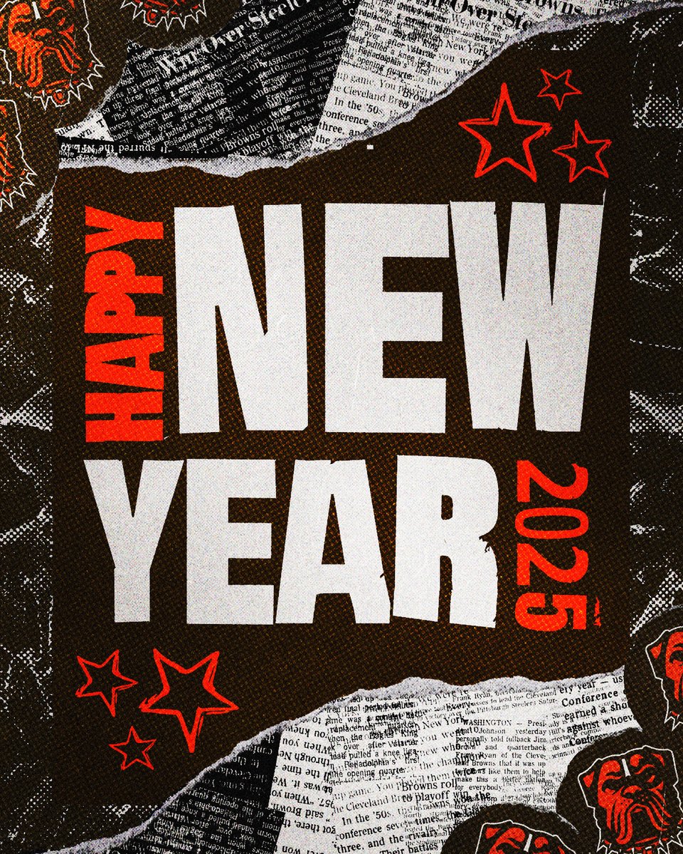 Browns's tweet photo. Wishing a happy new year to you and yours! Here's to 2025 🥂 https://t.co/kZMPecv4us