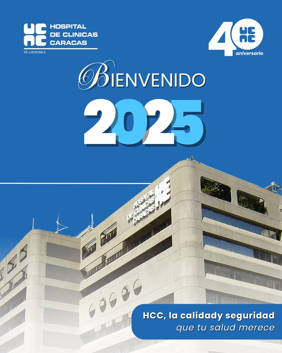 ¡Bienvenido 2025!

Que el inicio de este nuevo año invada sus hogares de bendiciones, felicidad y mucha salud.

Para el HCC es un año especial, es el año de nuestro 40° Aniversario y queremos que nos acompañen ya que se vienen buenas nuevas para la salud en 🇻🇪.