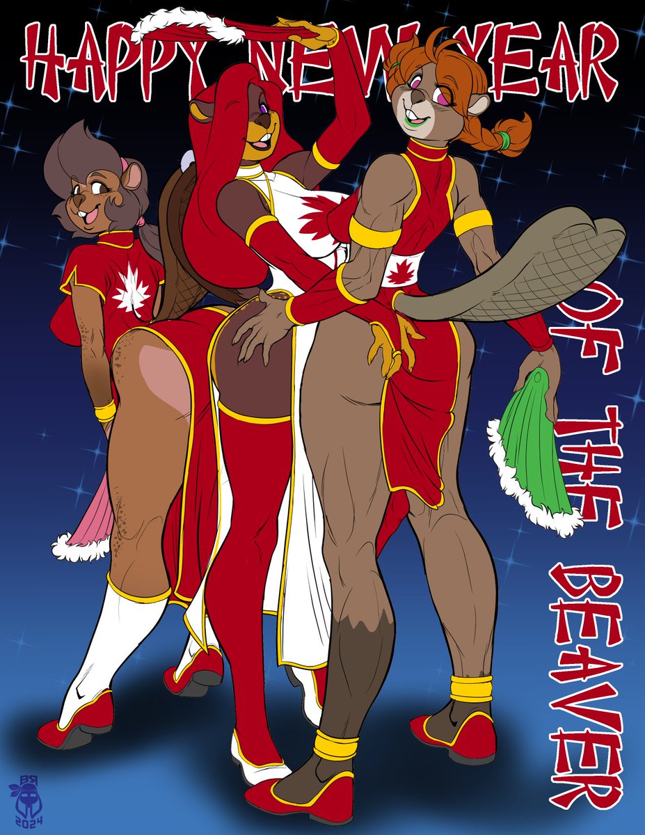 Happy New Year of the BEAVER!!
(...'cause I don't have any *proper* snake characters)
 
Minutes before midnight my time. the final pic of 2024! I hope everyone has a safe and cozy new Year's celebration.
from the beavs, (L&gt;R)
Esther © gnaw
Bucki © me
Vic © Henbe