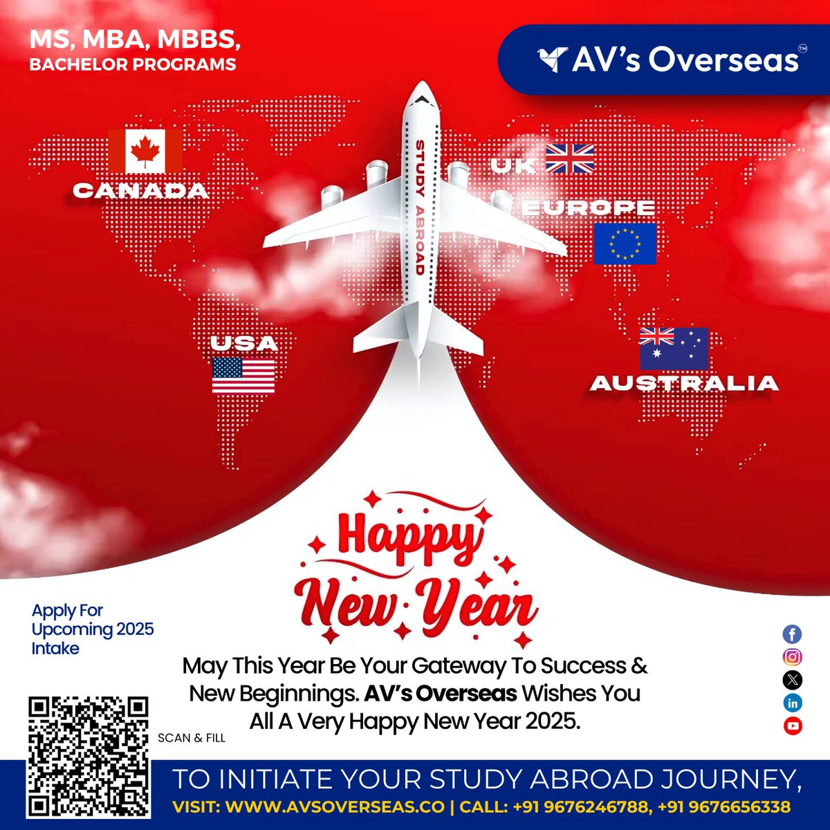 avs_overseas's tweet photo. The We Wish u a Happy New Year From MS MBA  MBBS CANADA  USA EUROPE AUSTRALIA, Apply for the Upcoming 2025 Intake Today.

📞 CALL: +91 9676246788, 9676656338

#AvsOverseas #StudyAbroad2025 #MSInCanada #MBAInUSA #MBBSAbroad #StudyInAustralia #BachelorProgramsAbroad https://t.co/eEmjYu432T