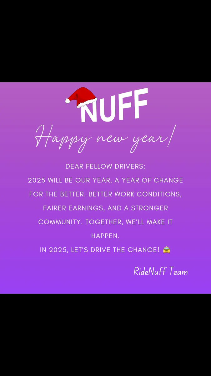 ridenuff's tweet photo. Fellow Drivers,

We deeply thank each and every one of you for supporting us through initial driver sign-ups and spreading the word. Together, we’re building something truly transformative.

Here’s to an exciting year ahead, 2025 is our year. Happy New Year from Nuff! https://t.co/HKGY0QqvOQ
