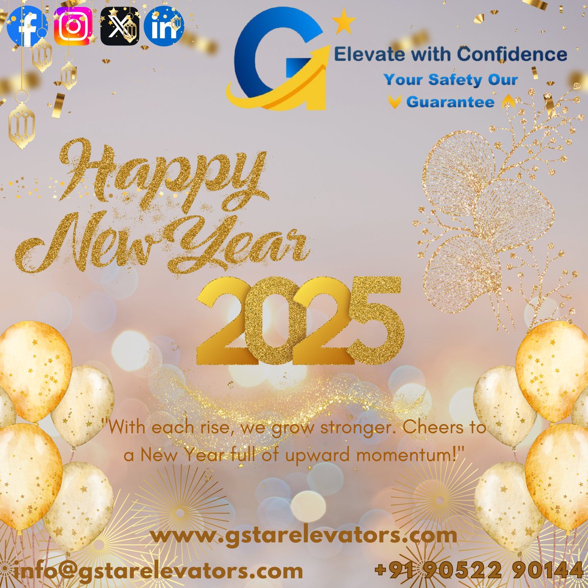 GStar37293's tweet image. &quot;Let&apos;s make 2025 the year G-Star Elevators reaches new heights. Happy New Year!&quot;
#HappyNewYear #Year2025 #AMCService #GStarElevators #OurGuarantee #GrowWithUs #LiftInstallation 
#YourSafety #BuildingTheFuture #ElevatorService #StrongerTogether #ElevateWithUs