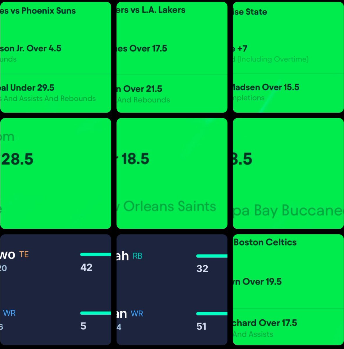 Zl0ckz21_'s tweet photo. What an INCREDIBLE 2024. Happy New Year everybody🎉. Now cheers to an even better 2025 and beyond🍻. 

Yearly Recap for NFL/CFB/NBA: +118.36U
This number doesn’t even account for our other Premium Mods (@PoloProps @404mma @Project_Dinho & @TBTLocks )

Here’s just some wins from the past 3 Days:

#HappyNewYear #NBA #NFL #CFBPlayoff #Fliff #Sleeper #PrizePicks #GamblingX