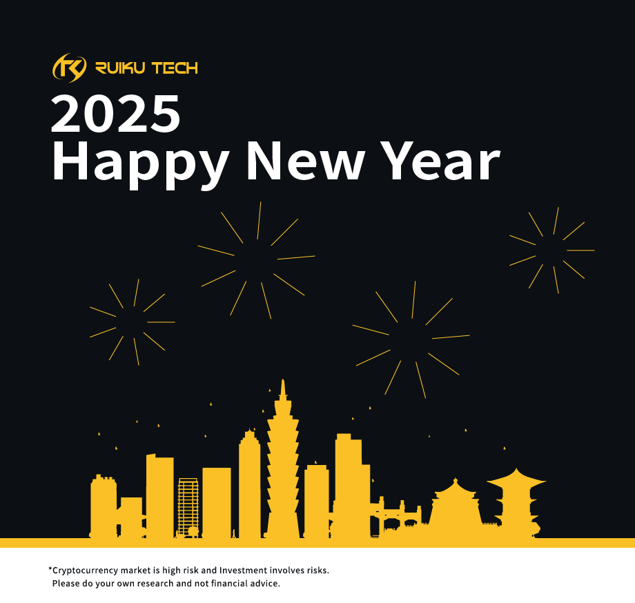 ruikutech's tweet photo. Looking forward to 2025.
This year, we witnessed the fourth halving of Bitcoin, the issuance of BTC&ETH ETF, and the prosperity of on-chain transactions.
#RuikuTech #2025 #HappyNewYear https://t.co/rk9yRQrKJZ