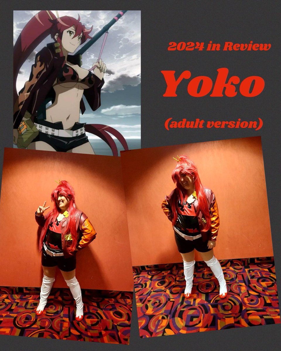 Crazy21D2's tweet photo. Costume #2 of 2024 - Yoko Littner (Adult Version) from Tengen Toppa Gurren Lagann

Once again I love Gurren Lagann and Yoko so much
I wanted to make Yoko's leather jacket so bad so the second movie was a perfect opportunity as she wore it in the movie! https://t.co/zxEj35ZZbz