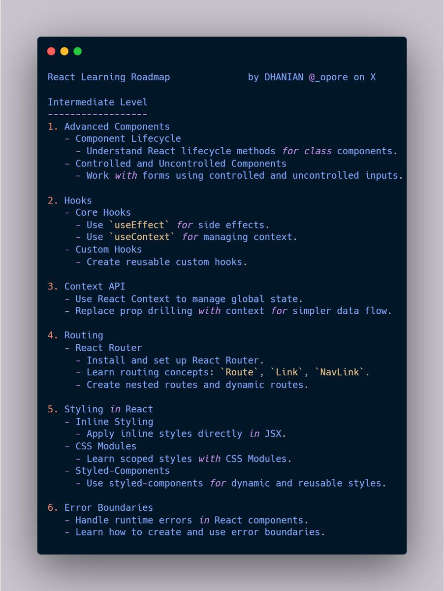 e_opore's tweet image. REACT Learning Roadmap.