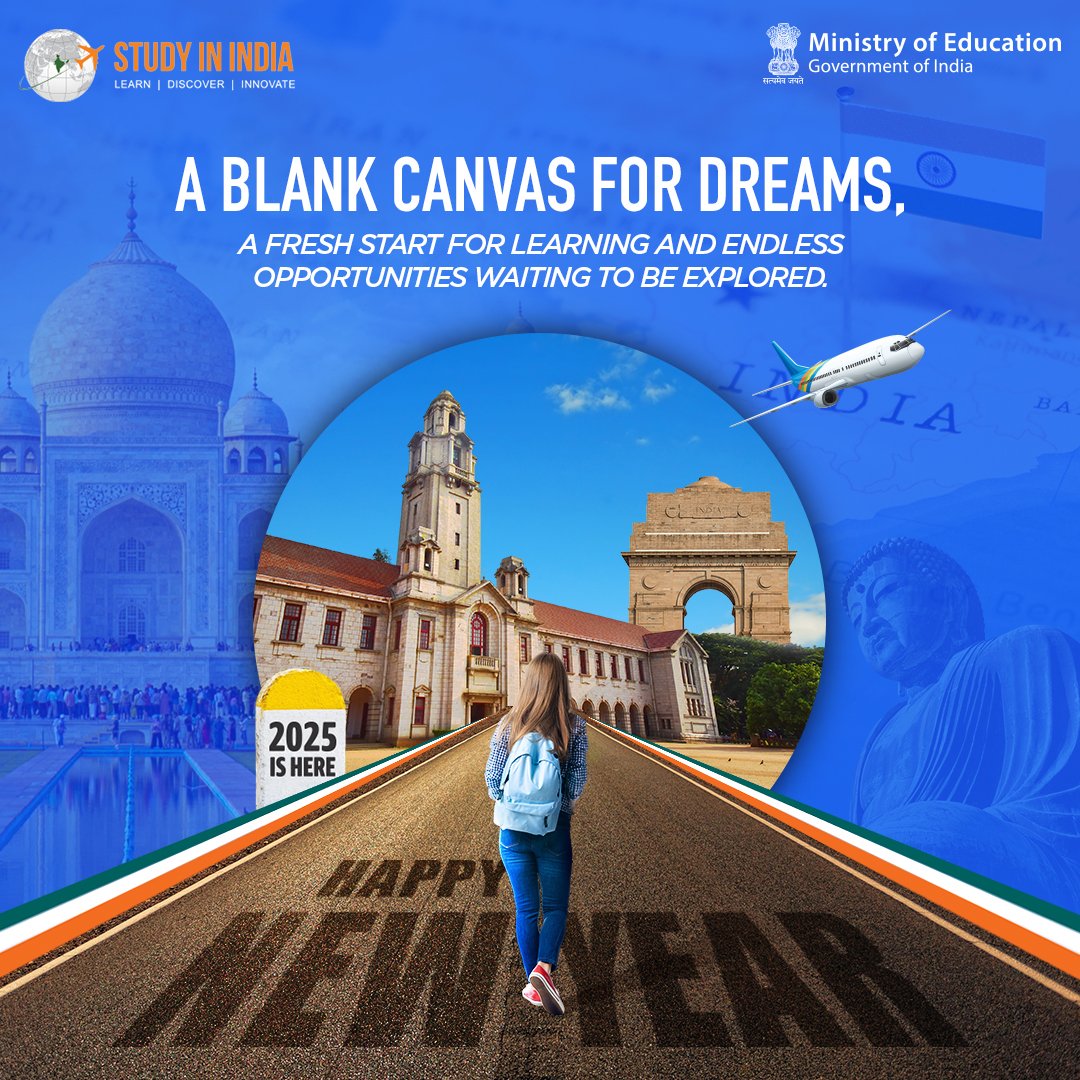 StudyInIndiaGov's tweet photo. Study in India is here to be the wind beneath your wings, the fuel to turn your dreams into reality.

Apply now: https://t.co/eqZV5b8U28

#SayYESToStudyInIndia #StudyinIndia #NewYear2025 #NewBeginnings #Studyabroad https://t.co/vCVXSiCMfw