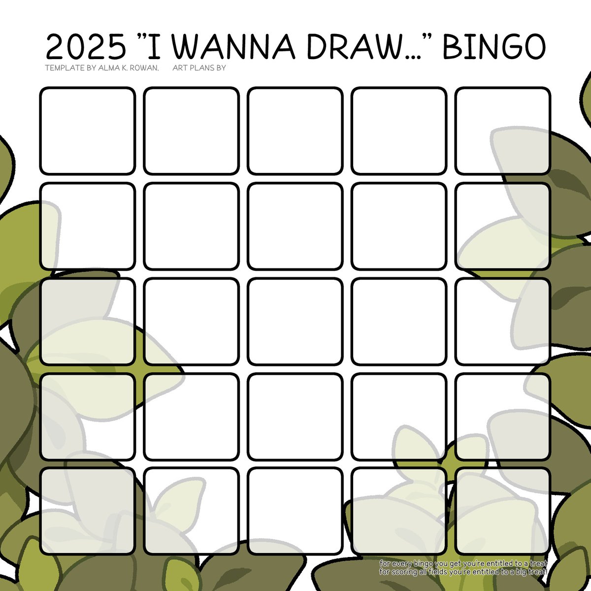 AlmaKRowan's tweet image. #artbingo2025 Now also with "I wanna write" version! 🥰

✍️✨fill it with your art or writing goals 

🥇for every bingo you get you're entitled to a treat  
🏆for scoring all fields you're entitled to a big treat!