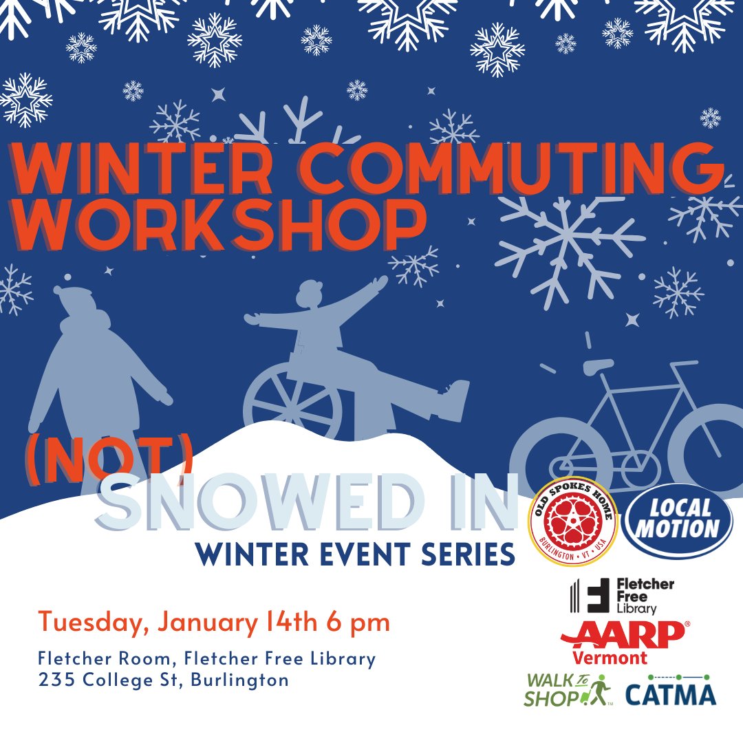 Interested in commuting by wheel or by foot this winter but don't know how to start? Join us for an evening of discussion with seasoned VT year-round commuters.

RSVP at localmotion.org/_not_snowed_in… ...and bring a mug ☕