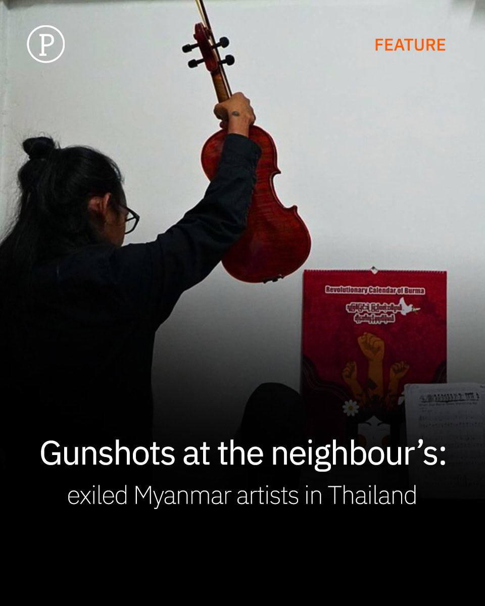 Since the 2021 military coup in Myanmar, people from all walks of life have had to leave the country for opposing the coup. Many are seeking refuge in Thailand, including Shwe, a violinist who participated in an anti-coup performance and fled Yangon following a police raid on his