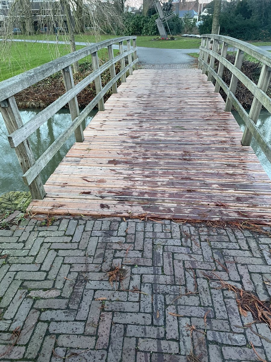 Zó, bruggetje in de #Koetshuistuin is ook weer veilig over te steken. Nieuw beplankt, en met anti-slip deze keer.