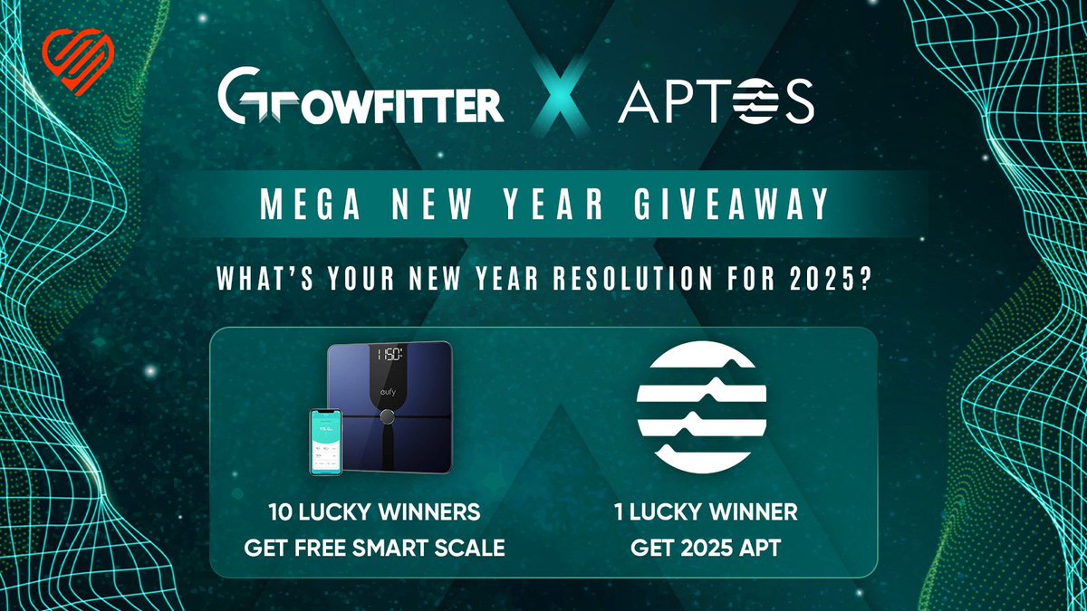 <a href="/growfitter/">Growfitter (GFIT Token launching soon)</a> x <a href="/Aptos/">Aptos</a> 🎉 Biggest New Year Giveaway! 🎉

What’s your New Year resolution for 2025? 🚶‍♂️📸

Like, Repost &amp; Comment your resolution🎉🥳

🎁 Prizes:
•10 lucky winners receive a FREE Smartscale
•1 grand winner will snag 2025 Aptos tokens! 🚀🚀🚀🚀

#NewYearGiveaway