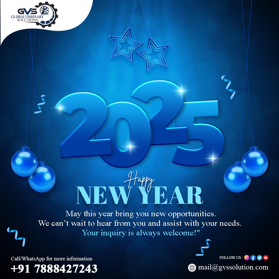 gvssolution's tweet image. &quot;New year, new vibes, new goals. Let’s make 2025 amazing! ✨🥂 #HappyNewYear #Hello2025 #NewBeginnings #CheersTo2025&quot;
