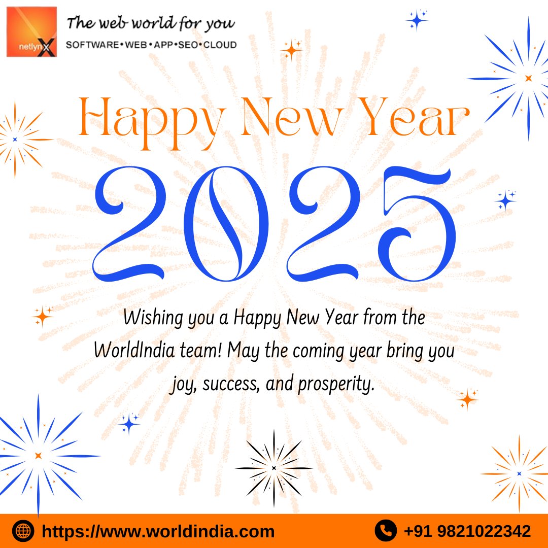 wrldindia's tweet photo. Cheers to new beginnings and endless possibilities! Wishing everyone a Happy New Year from all of us! May this year be filled with joy, success, and unforgettable moments.
.
.
.
#WorldIndia #netlynxsolutions #HappyNewYear #NewBeginnings #NewYearParty #NewYearWishes https://t.co/TJvQJFuB3Y