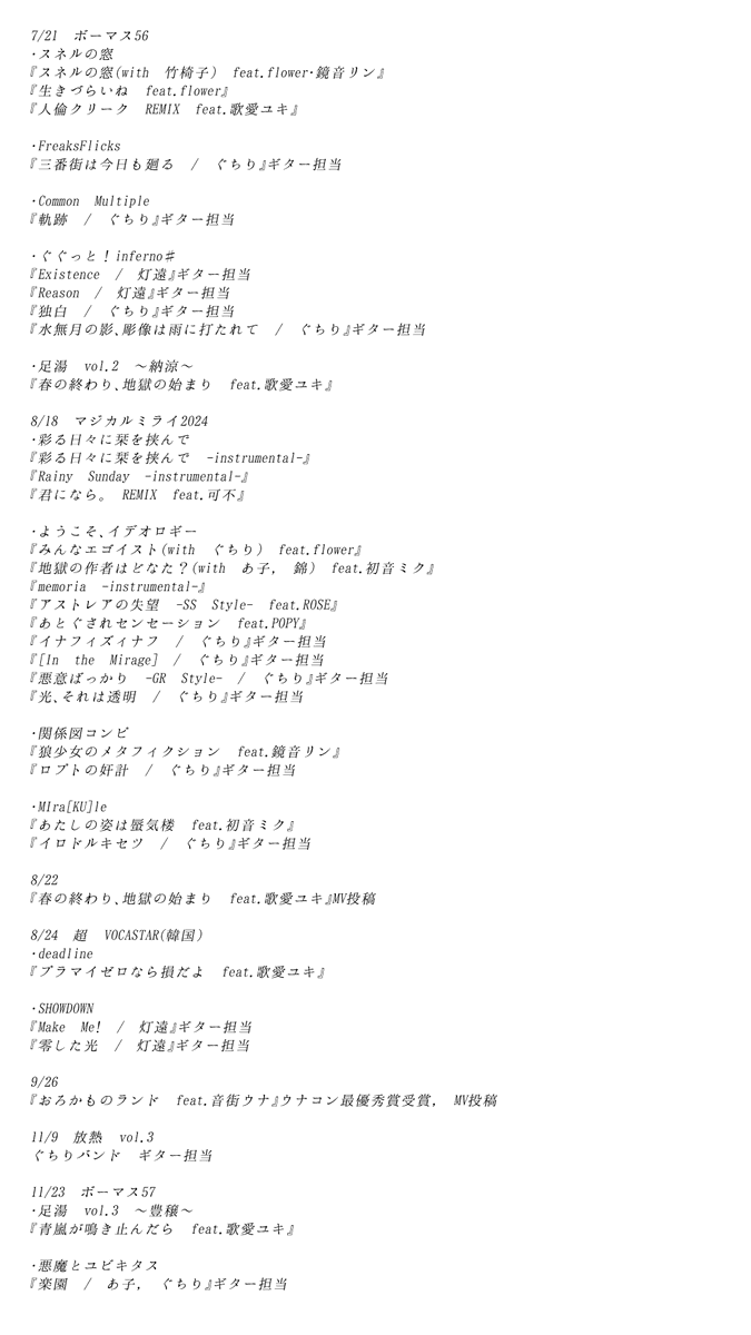 あけましておめでとうございます!
去年やれすぎるんですが2024年こんなに活動したよ~褒めてねの報告です
今年もよろしくねえ🐬