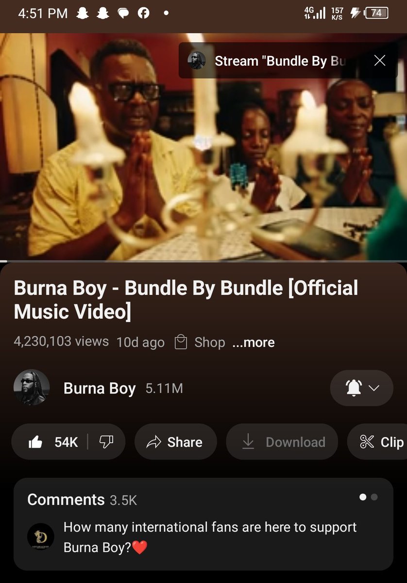 Najabloge's tweet photo. Burna boy surpass 5.11M subscribers on YouTube
Just as #BundleByBundlevideo surpassed 4.2M views https://t.co/qqcDOfAJ5J