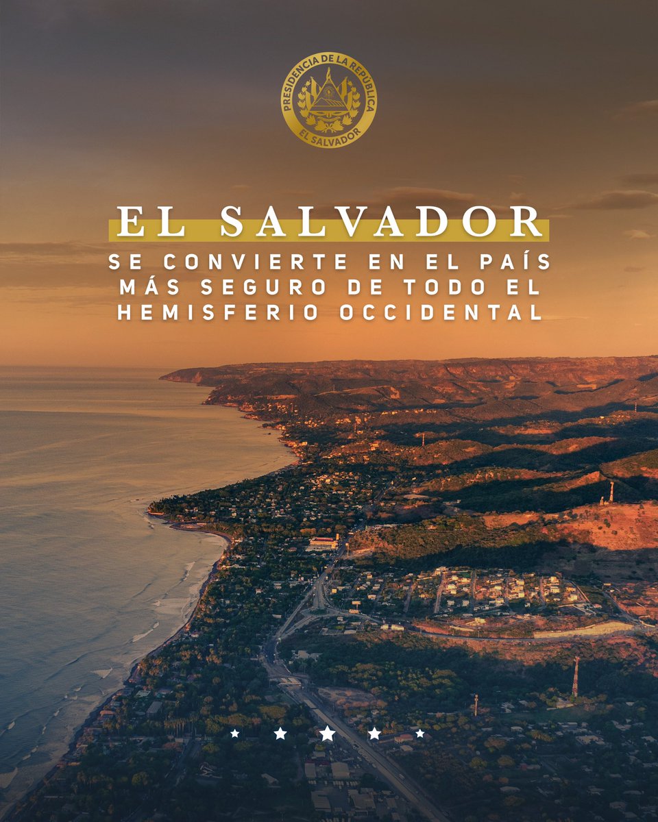 El Salvador se convierte en el país más seguro del Hemisferio Occidental con una reducción histórica de homicidios. 

El objetivo es claro: ser el país más seguro del mundo.