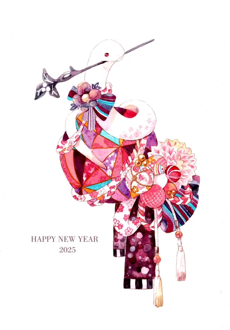 あけましておめでとうございます今年もよろしくおねがいします〜久しぶりにアナログ絵絵の具固まってなくてよかったぁ 