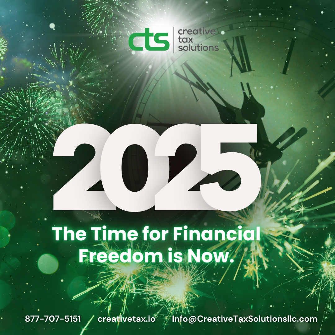 CreativeTax's tweet photo. Cheers to a fresh start in 2025! 🎉 

The time for financial freedom is now. Say goodbye to tax stress and hello to a brighter, debt-free future. 

Let this be the year you take control and build the financial peace of mind you deserve. 🗓️💼💸 https://t.co/0B0nW9zxic