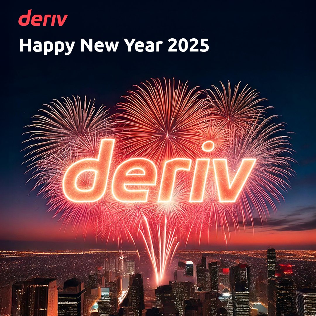 Derivdotcom's tweet image. ✨ Welcome to 2025! 🎇

This is your year to shine bright with new trading opportunities. 📈

🌟 Tap ♥️ and retweet to inspire others to make the most of 2025!

#Deriv #NewYear #NewChapter #GoFurther #TradingGoals