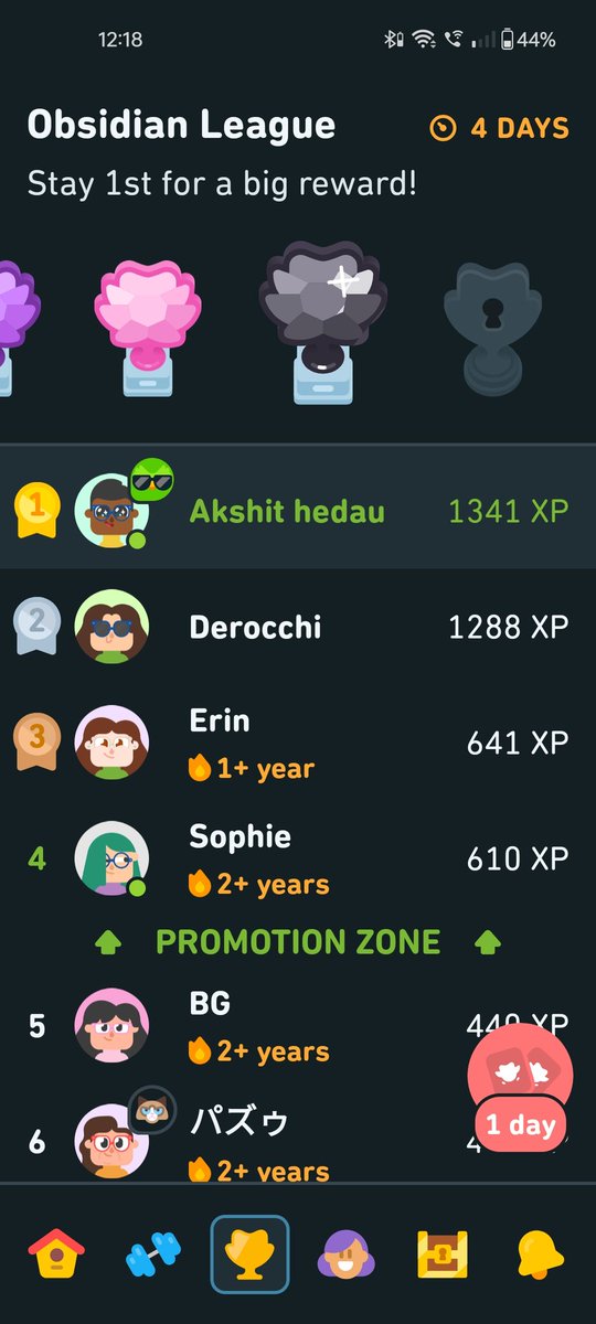 akshit_hedau's tweet image. Leading the obsidian league 🏆🥇 and this time with no 1 position, all thanks to the @duolingo team and fellow developers.

#GermanLearning
#Duolingo
#NewYear2025