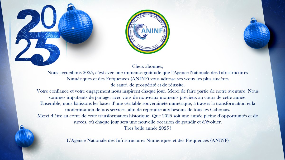 Meilleurs Vœux  🥳🥳

#ANINF
#ANINF2025
#BâtissonsNotreSouverainetéNumérique