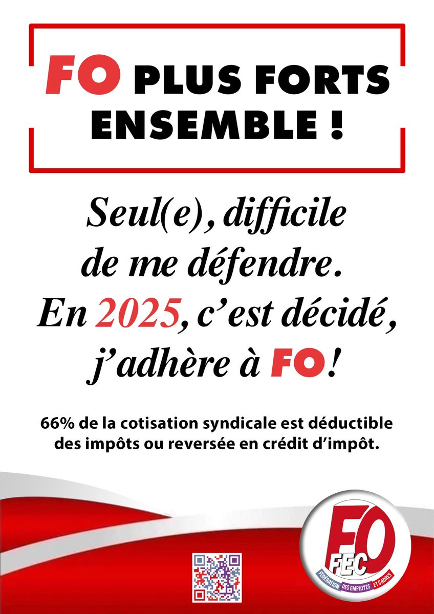 _ Retraites
 _ Salaires 
 _ Emploi
 _ Égalité professionnelle 
 _ Conditions de travail
 _ …
En 2025 les militants de la #FECFO ne lâcheront rien !
Rejoignez nous !
Ensemble on est toujours plus fort !
En 2025 adhérez à #FO !
Bonne et heureuse année à tous !