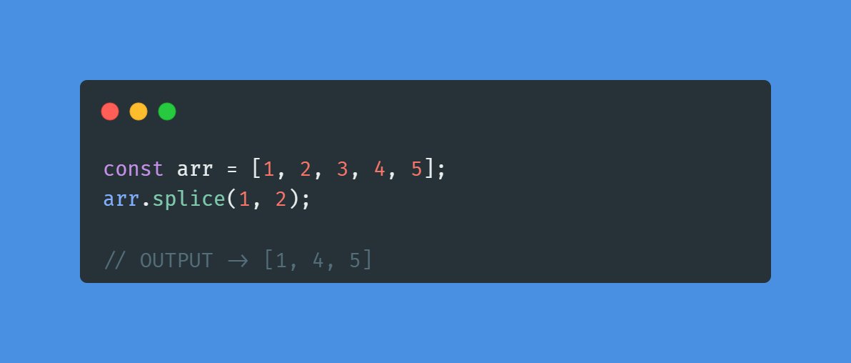 lunovian's tweet image. 7️⃣ .splice() – Remove or replace elements in the array! 🔄

#CodingJourney #JSArray