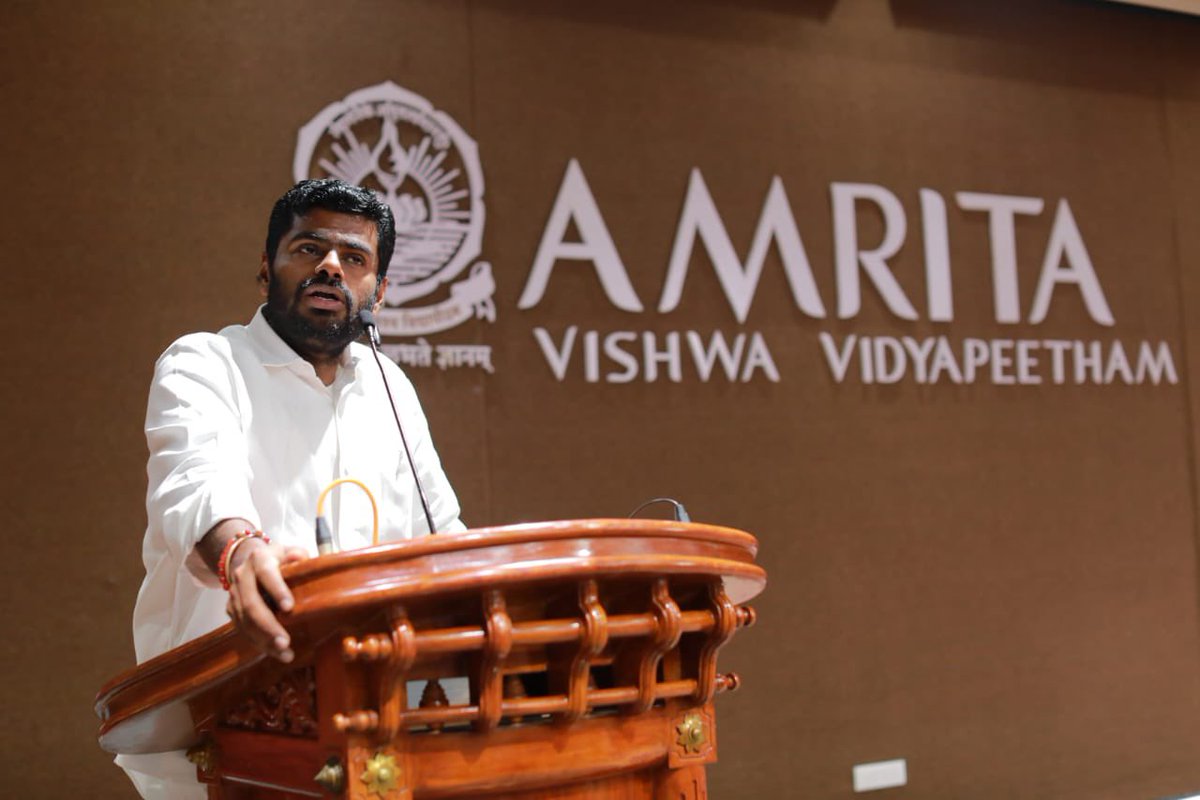 annamalai_k's tweet photo. Today, had the wonderful opportunity to be at Amrita Vishwa Vidyapeetham in Amritapuri and to interact with the Students and Faculty of the institution about Bharat, the fulcrum of the global economy centuries before, the bitter consequences she faced during colonisation, and the surge in the last decade that is taking our country on the path of progress and prosperity. 

Today's students play a pivotal role in cementing India’s position in Industry 6.0 and reclaiming its glorious past!