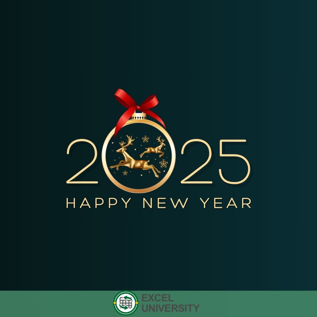 Exceluniversity's tweet image. 🎉 Happy New Year! Let’s make 2025 the year we all “Excel” in every goal we set! Here’s to new data, fresh perspectives, and endless possibilities. 🥂📊🥳 

#HappyNewYear #NewBeginnings #ExcelInLife