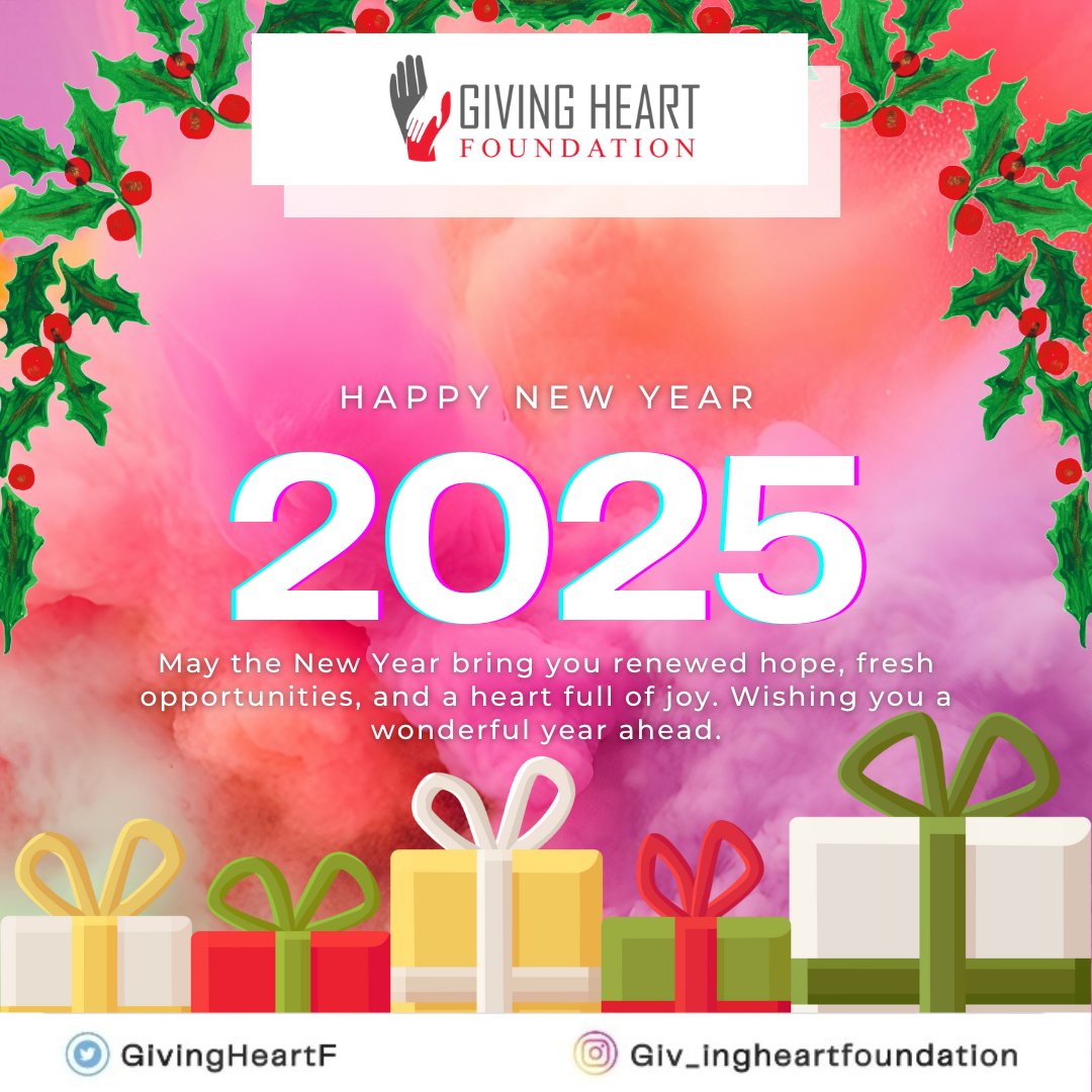 GivingHeartF's tweet photo. Happy New Year from Giving Heart Foundation!

May this year bring you joy, love and opportunities to make a difference in the lives of others.

 We're grateful for your support and look forward to continuing our mission to spread love and hope in 2025! https://t.co/Zld5RsUhsN