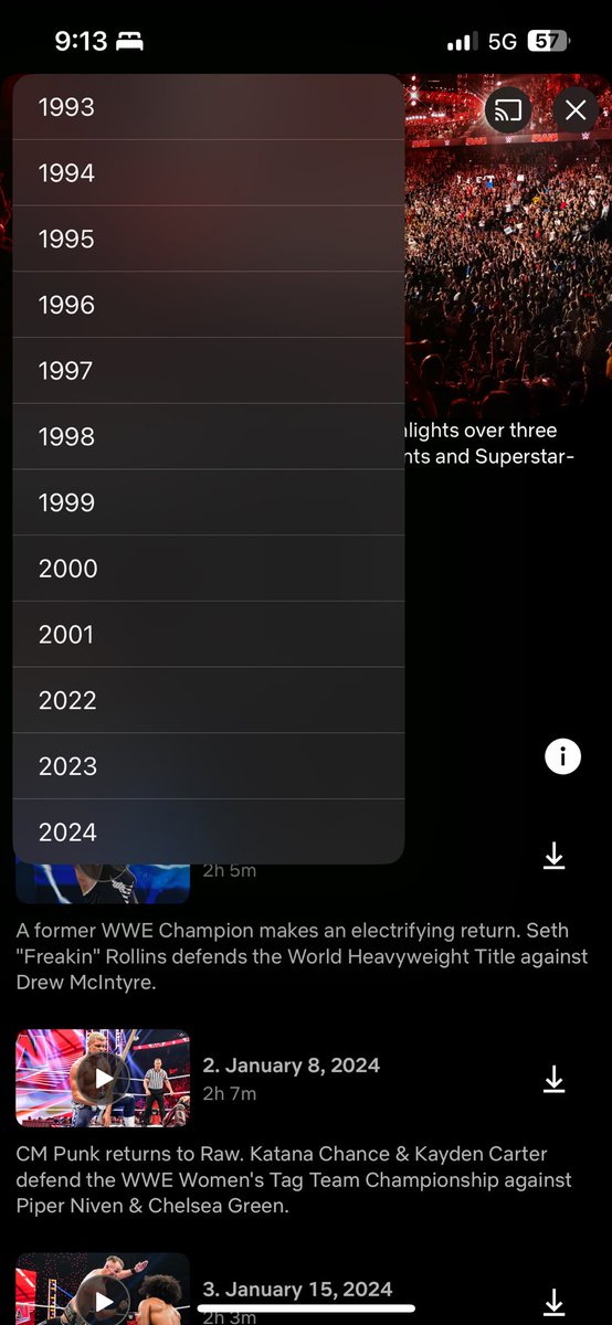 LuigiWrestling's tweet photo. 🚨 El contenido de archivo de WWE en Netflix ya está disponible en la plataforma.

Se pueden ver TODOS los PLEs de la historia (en este caso, la gran mayoría, ya que algunos estarán disponibles más adelante).

En cuanto a los shows semanales, RAW, SmackDown y NXT NO cuentan con todos los episodios, sino una selección de ellos. Además de que hay años que directamente no están.

Esperemos que sea un error o que más adelante los añadan, porque… uf.