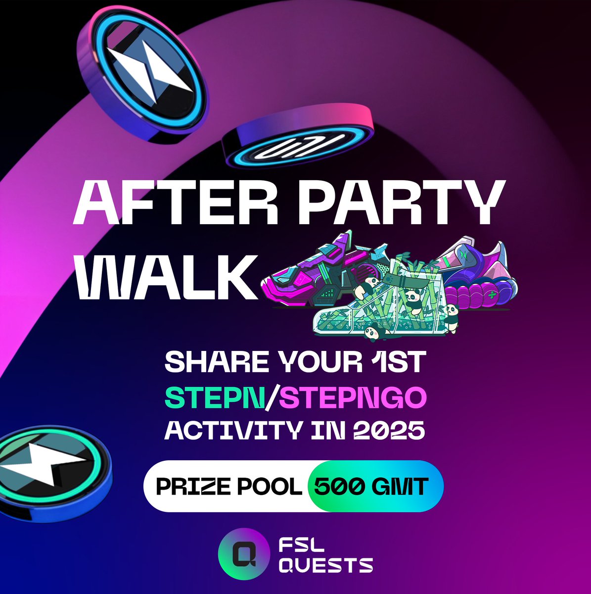 ✨ Well, how do you like the New Year 2025? Hope you met a great New Year.

⚡️It's time to start conquering 2025 with your achievements and activities. Our first adventure "After Party Walk" begins.

🎁 Prize Pool - 500 $GMT

1️⃣ Share your first activity in 2025 on STEPN or STEPN