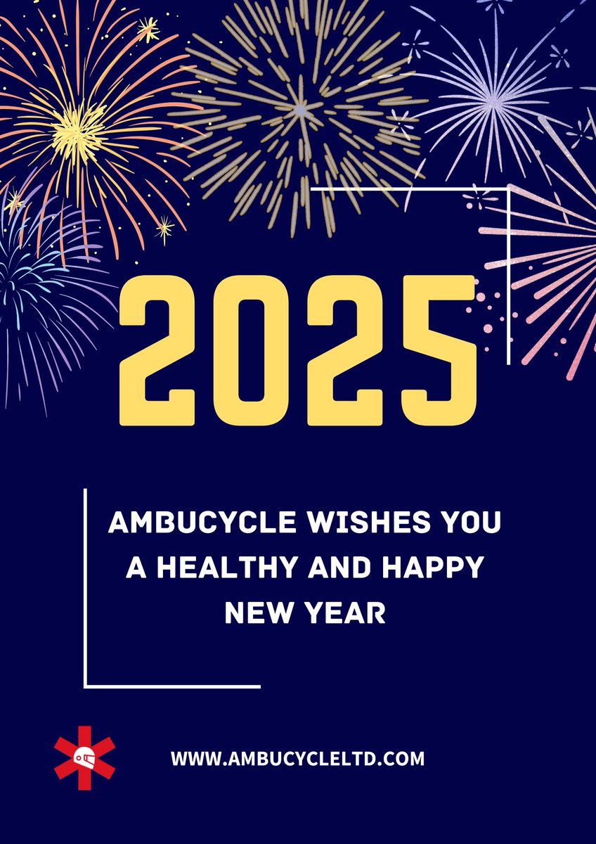 Riding into 2025 with hope, health, and innovation! ✨ Ambucycle Ltd wishes you a Happy and Healthy New Year! #HappyNewYear #Health