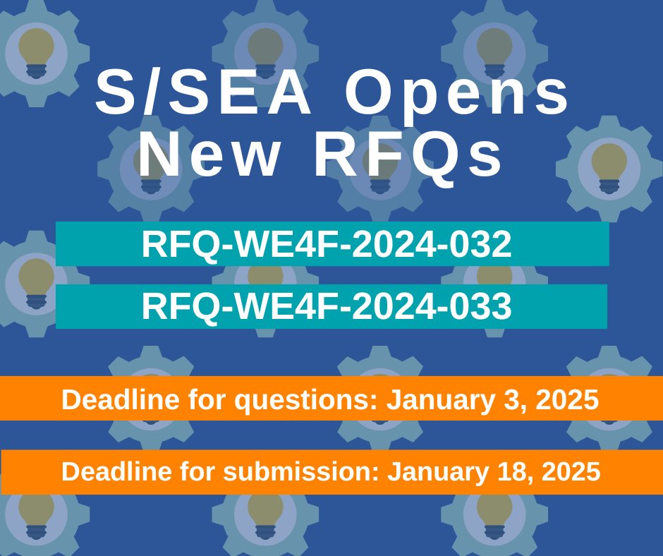 The South and Southeast Asia Hub of WE4F has released two new RFQs and is seeking skilled consultants or companies to join us in driving innovation and sustainability:

🔗 Learn more and apply:
🌐 RFQ 1: we4f.org/wp-content/upl…
🌐 RFQ 2: we4f.org/wp-content/upl…