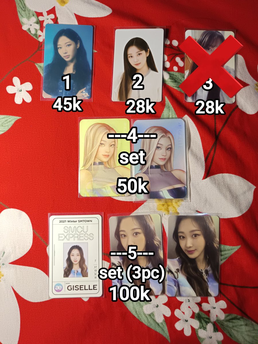 wchinaga's tweet photo. wts // want to sell 
aab pc giselle aespa &amp; hitomi iz*one
 
• dom jogja ina
• gratong oren &amp; bisa keep event
• mostly goodcon
Dm for details 
❌= Booked/Sold
tag. wts pc lenti giselle aespa holo savage dct  smtown hitomi izone iz*one selca concept konsep https://t.co/D2q5S0fTDb
